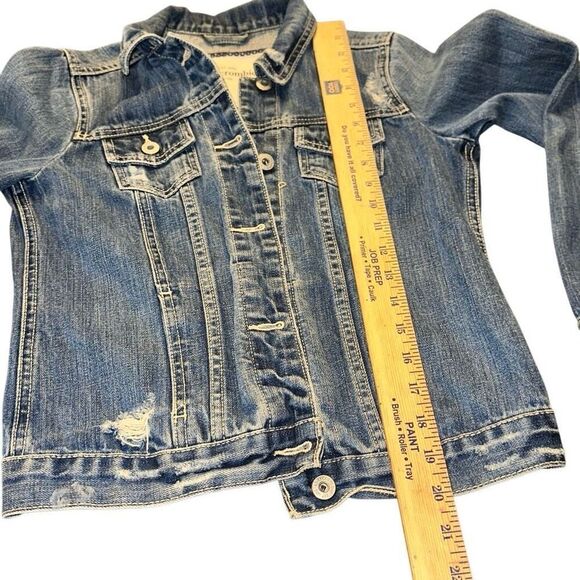 Abercrombie Fitch Jean Jacket Girls Kids Size XL Blue Distressed Denim - Picture 7 of 7